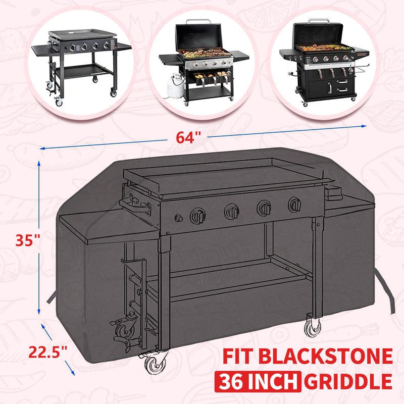 NEXCOVER Griddle Cover for Blackstone 36 Inch Griddle, Water-Proof Heavy Duty Material, Flat Top Grill Cover with Support Pole for Camp Chef 600 and More 4-Burner Griddle - Image 2